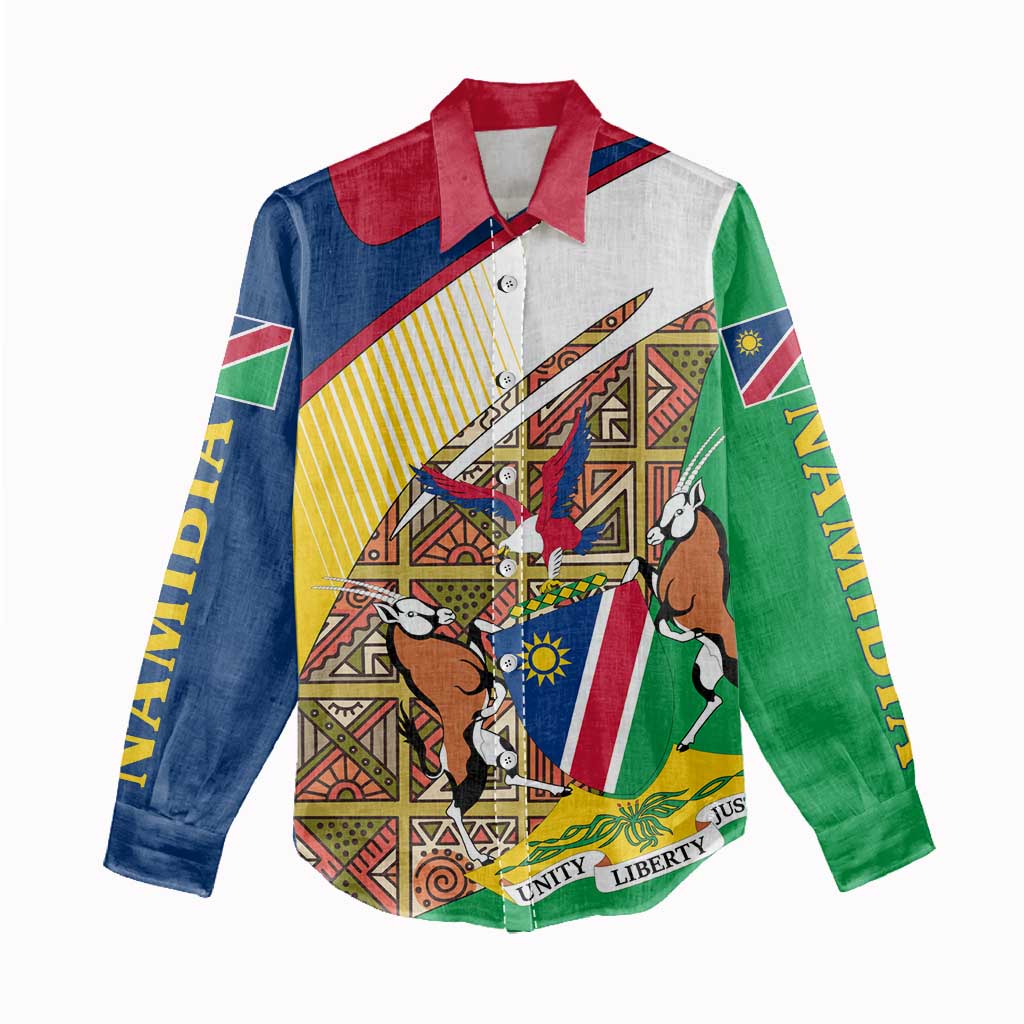 Namibia Map Women Casual Shirt National Emblem & Cultural Motif Design