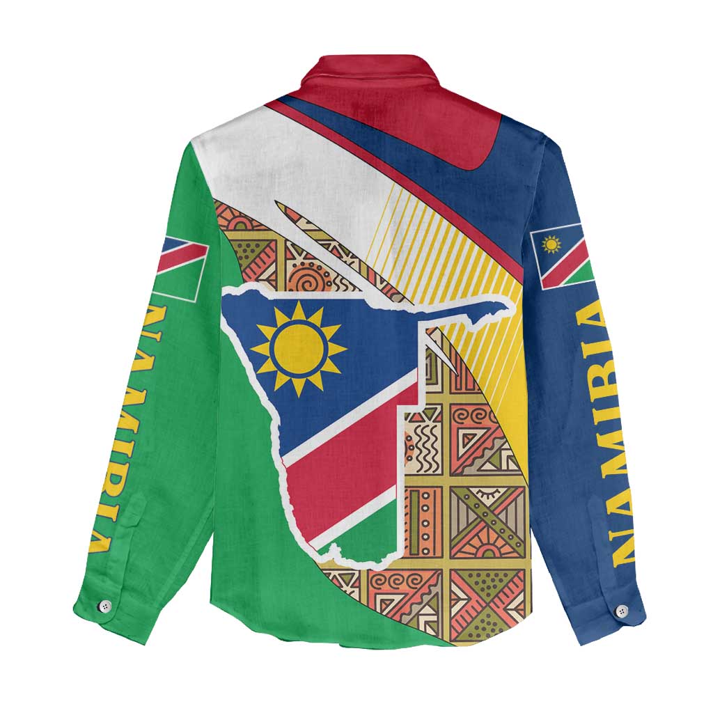Namibia Map Women Casual Shirt National Emblem & Cultural Motif Design