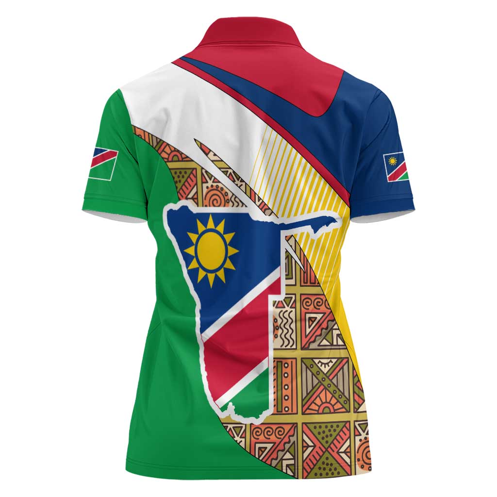 Namibia Map Women Polo Shirt National Emblem & Cultural Motif Design