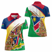 Namibia Map Women Polo Shirt National Emblem & Cultural Motif Design