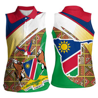 Namibia Map Women Sleeveless Polo Shirt National Emblem & Cultural Motif Design