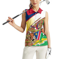 Namibia Map Women Sleeveless Polo Shirt National Emblem & Cultural Motif Design