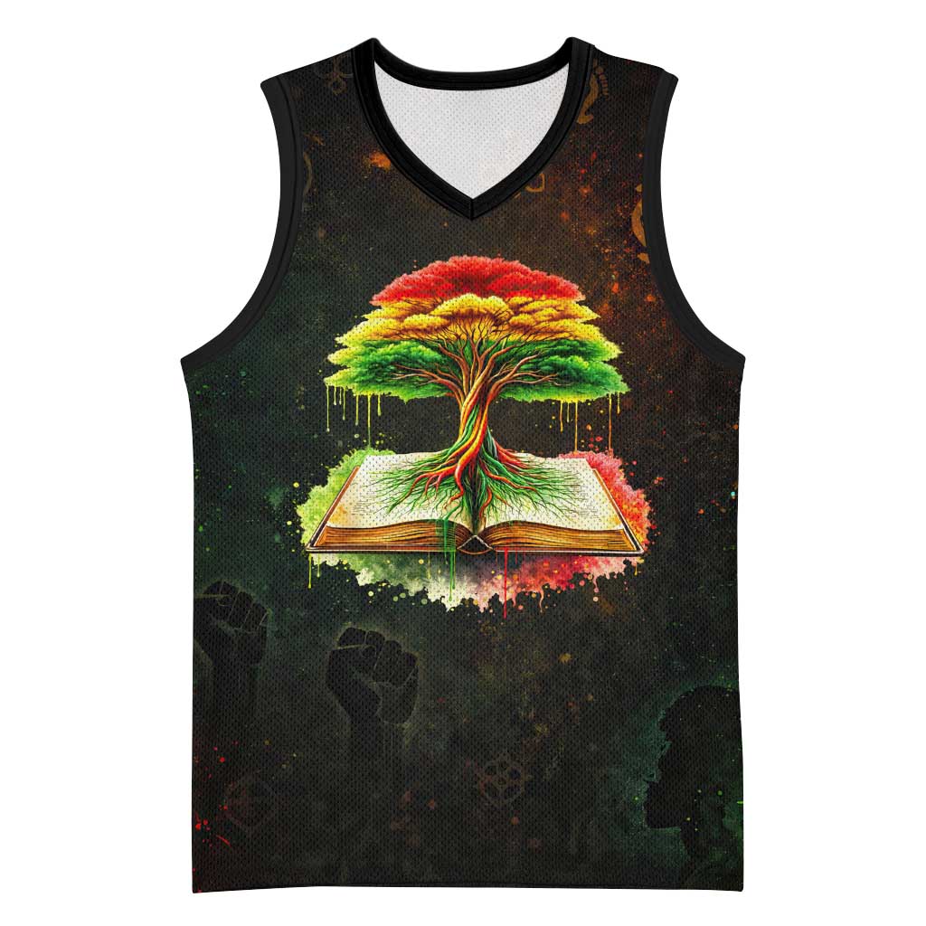 Black History Tree of Knowledge Basketball Jersey Pan-African Afrocentric Drip Art Illustration