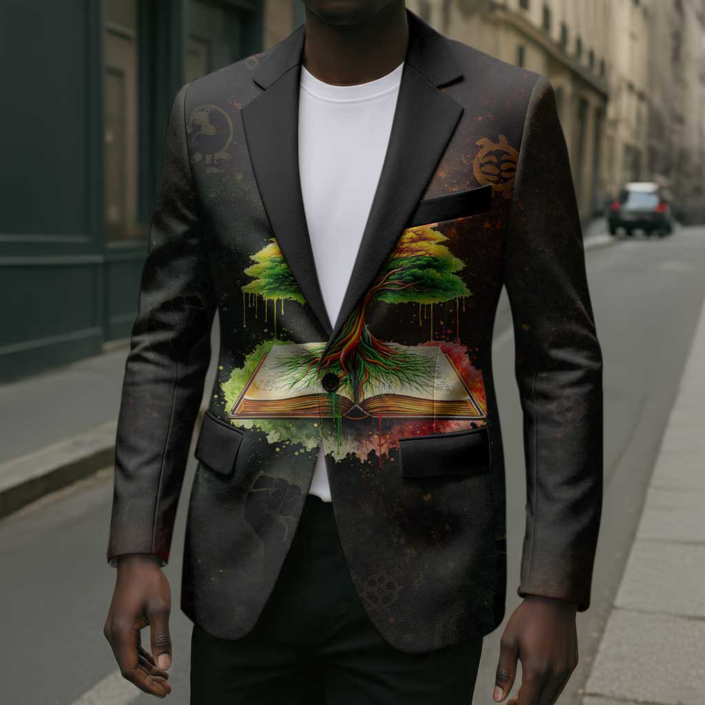 Black History Tree of Knowledge Blazer Pan-African Afrocentric Drip Art Illustration