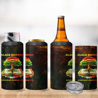 Black History Tree of Knowledge 4 in 1 Can Cooler Tumbler Pan-African Afrocentric Drip Art Illustration