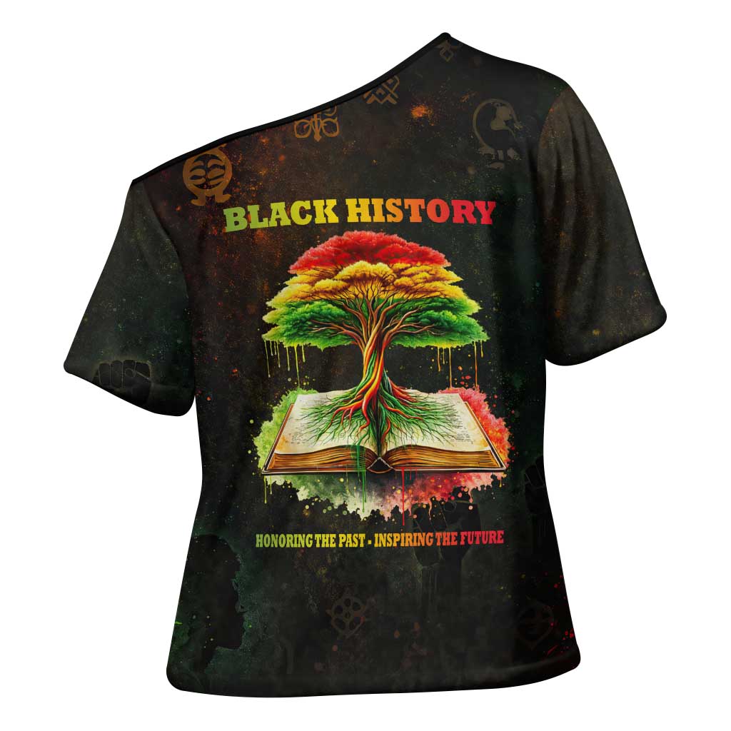 Black History Tree of Knowledge Cross Shoulder Shirt Pan-African Afrocentric Drip Art Illustration