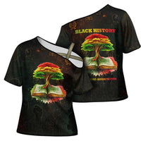 Black History Tree of Knowledge Cross Shoulder Shirt Pan-African Afrocentric Drip Art Illustration