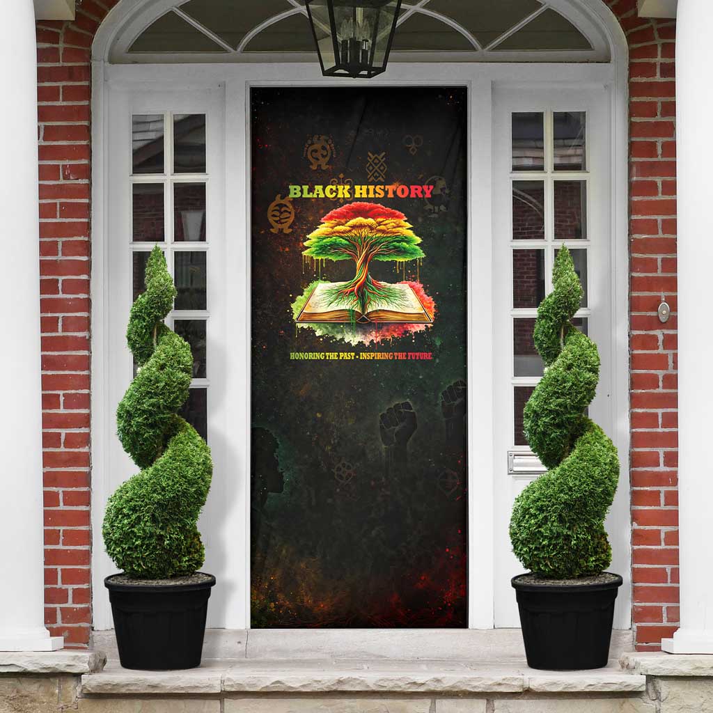 Black History Tree of Knowledge Door Cover Pan-African Afrocentric Drip Art Illustration