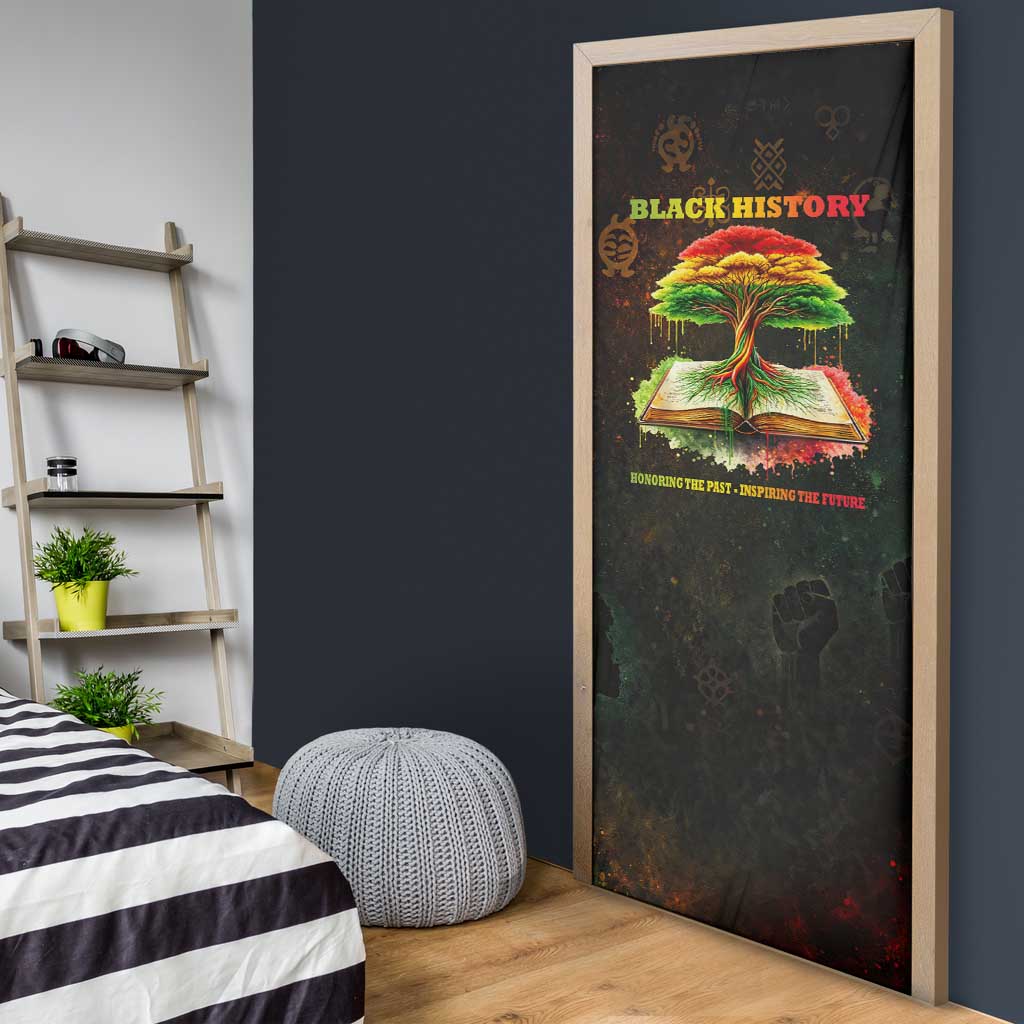 Black History Tree of Knowledge Door Cover Pan-African Afrocentric Drip Art Illustration