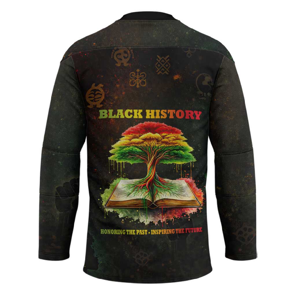 Black History Tree of Knowledge Hockey Jersey Pan-African Afrocentric Drip Art Illustration