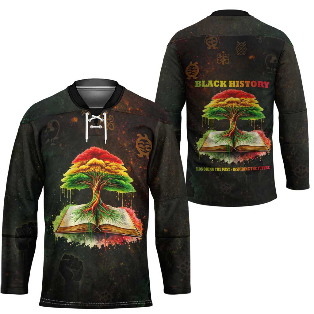 Black History Tree of Knowledge Hockey Jersey Pan-African Afrocentric Drip Art Illustration