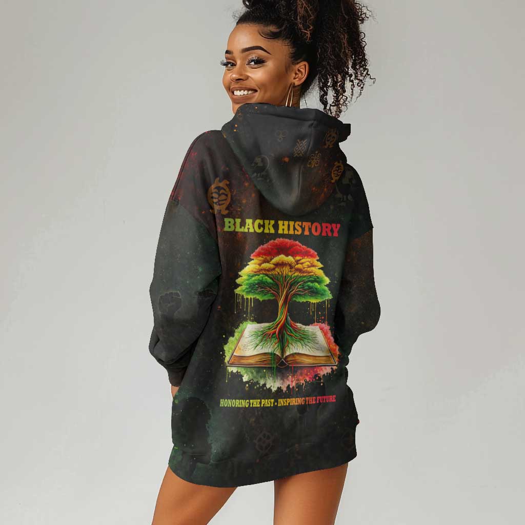 Black History Tree of Knowledge Hoodie Dress Pan-African Afrocentric Drip Art Illustration