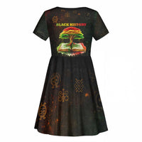 Black History Tree of Knowledge Kid Short Sleeve Dress Pan-African Afrocentric Drip Art Illustration