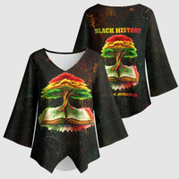Black History Tree of Knowledge Kimono Sleeve Blouse Pan-African Afrocentric Drip Art Illustration
