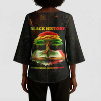 Black History Tree of Knowledge Kimono Sleeve Blouse Pan-African Afrocentric Drip Art Illustration
