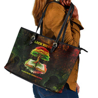 Black History Tree of Knowledge Leather Tote Bag Pan-African Afrocentric Drip Art Illustration