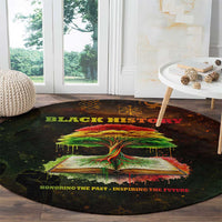 Black History Tree of Knowledge Round Carpet Pan-African Afrocentric Drip Art Illustration