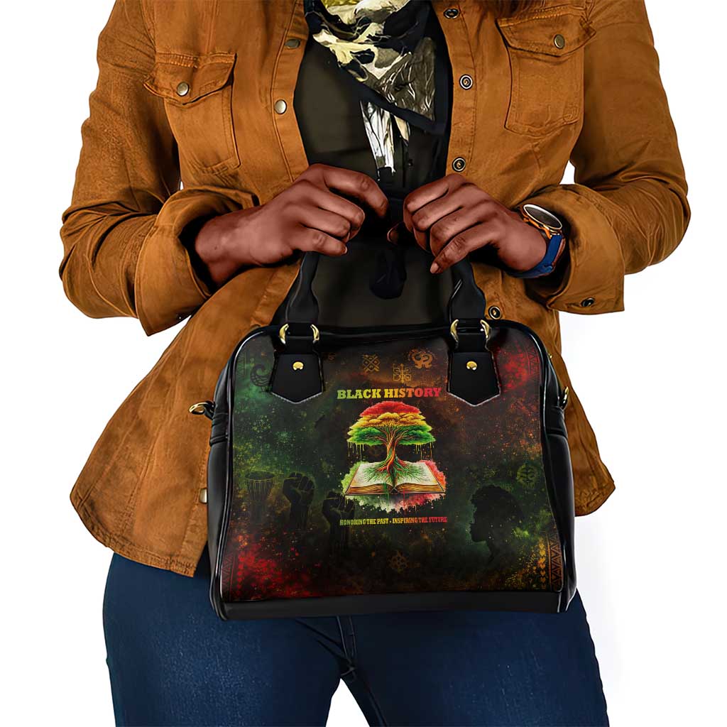 Black History Tree of Knowledge Shoulder Handbag Pan-African Afrocentric Drip Art Illustration