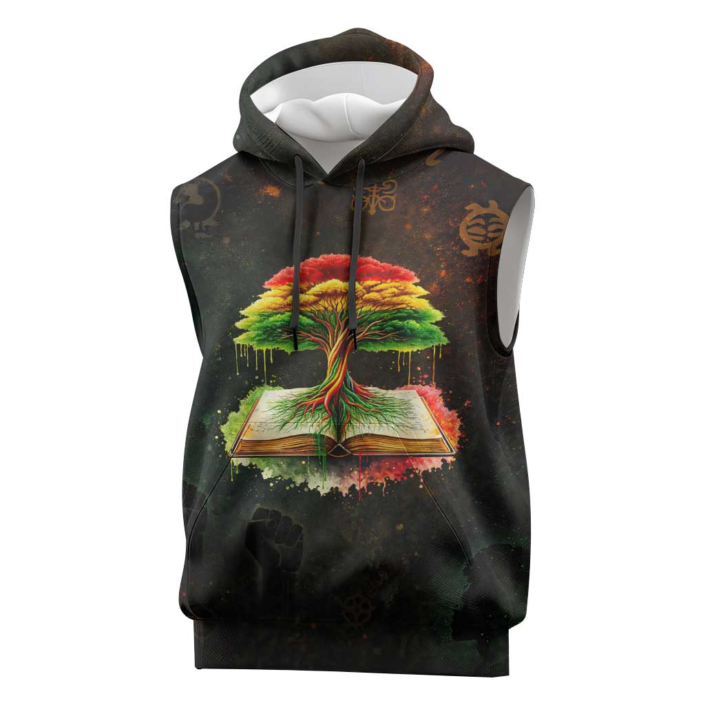 Black History Tree of Knowledge Sleeveless Hoodie Pan-African Afrocentric Drip Art Illustration