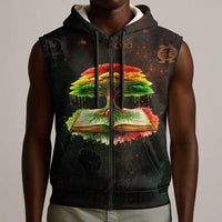 Black History Tree of Knowledge Sleeveless Zip Hoodie Pan-African Afrocentric Drip Art Illustration