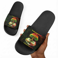 Black History Tree of Knowledge Slide Sandals Pan-African Afrocentric Drip Art Illustration