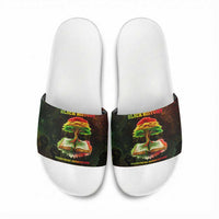 Black History Tree of Knowledge Slide Sandals Pan-African Afrocentric Drip Art Illustration