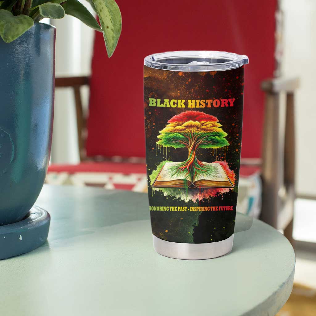 Black History Tree of Knowledge Tumbler Cup Pan-African Afrocentric Drip Art Illustration