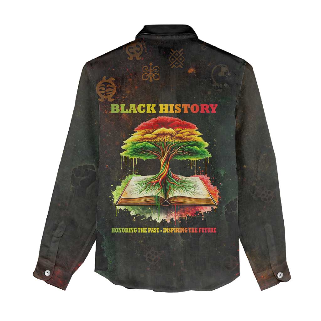 Black History Tree of Knowledge Women Casual Shirt Pan-African Afrocentric Drip Art Illustration