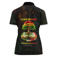 Black History Tree of Knowledge Women Polo Shirt Pan-African Afrocentric Drip Art Illustration