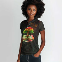 Black History Tree of Knowledge Women Polo Shirt Pan-African Afrocentric Drip Art Illustration