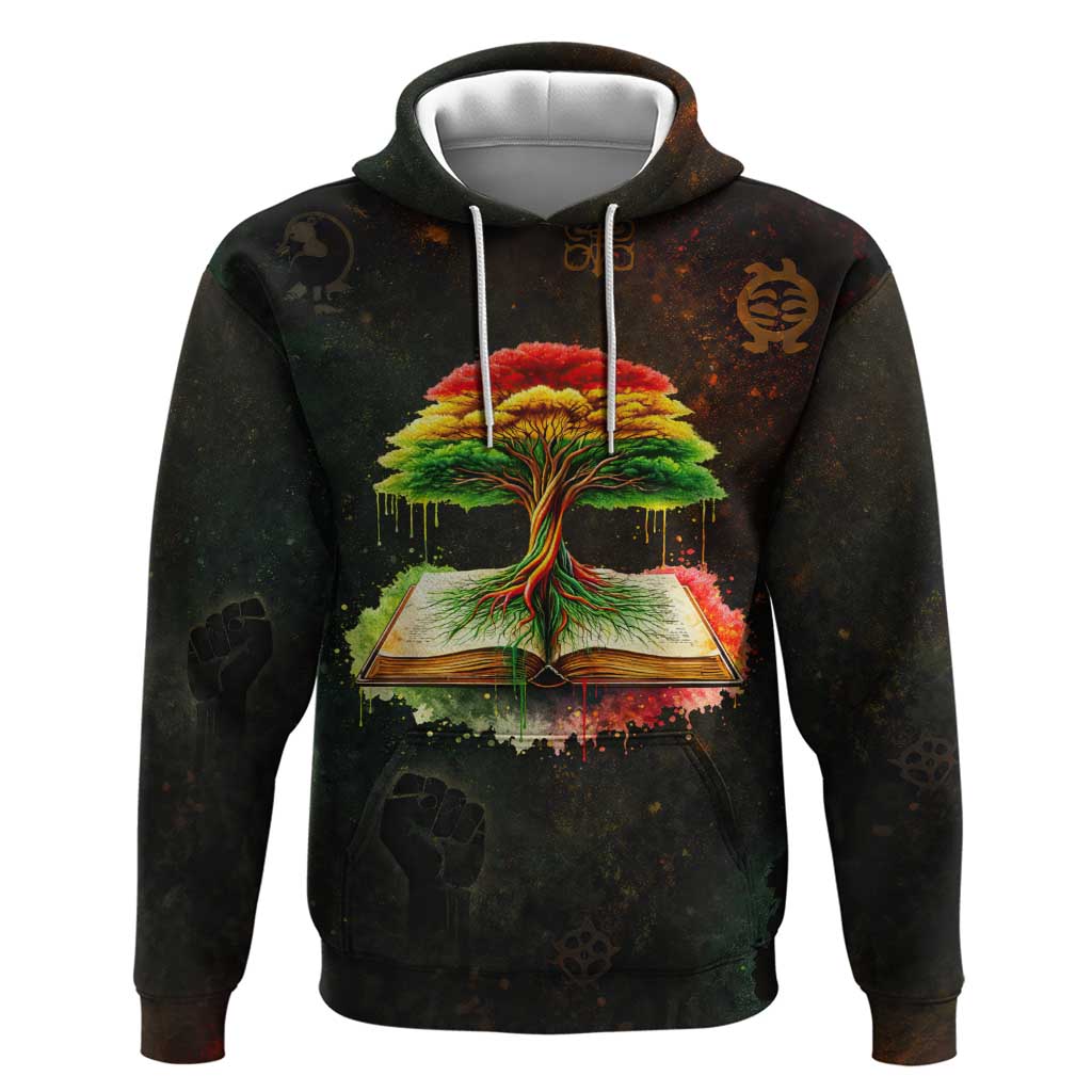 Black History Tree of Knowledge Zip Hoodie Pan-African Afrocentric Drip Art Illustration