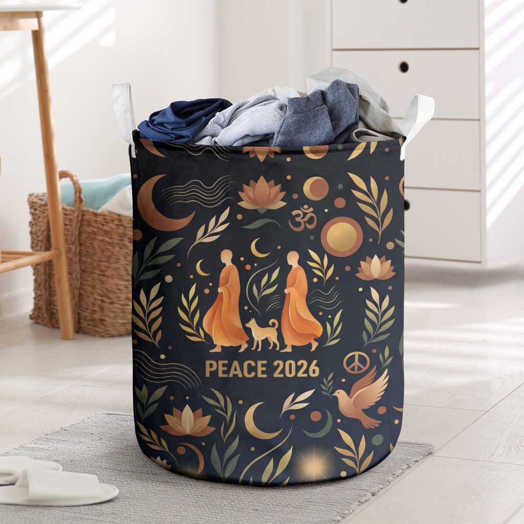 Peace 2026 Spiritual Harmony Laundry Basket Bohemian Celestial Mandala Illustration