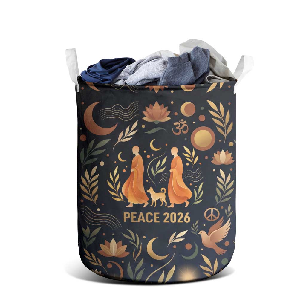 Peace 2026 Spiritual Harmony Laundry Basket Bohemian Celestial Mandala Illustration