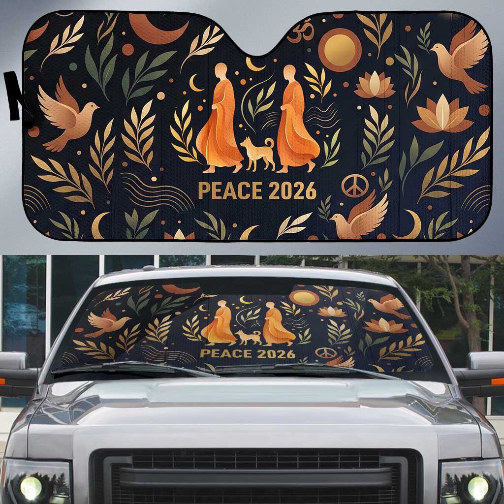 Peace 2026 Spiritual Harmony Auto Sun Shade Bohemian Celestial Mandala Illustration