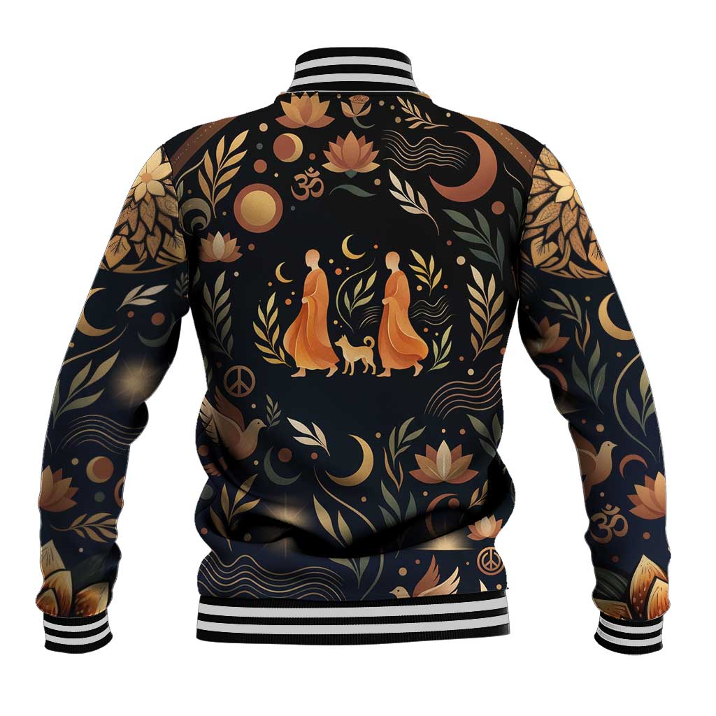 Peace 2026 Spiritual Harmony Baseball Jacket Bohemian Celestial Mandala Illustration