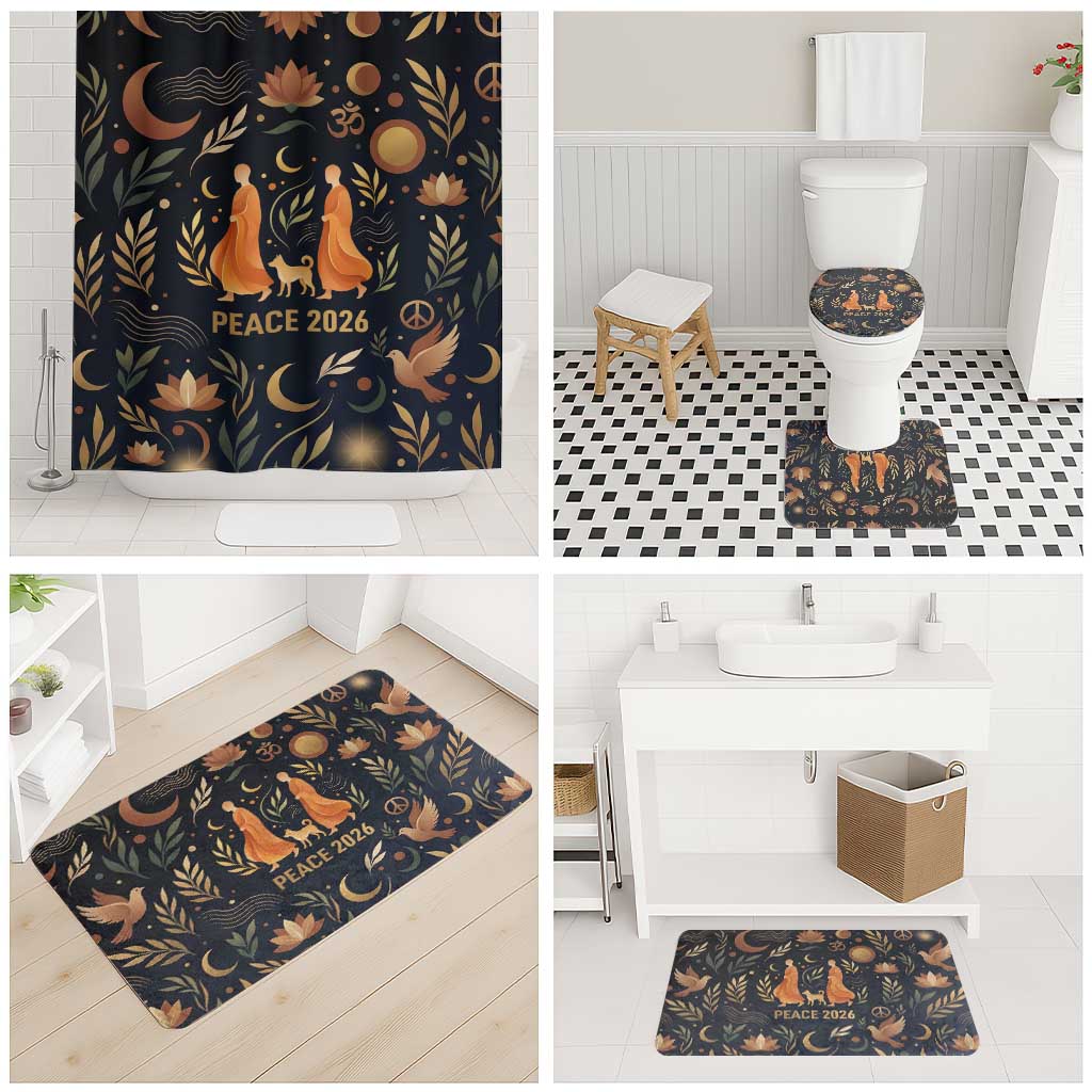 Peace 2026 Spiritual Harmony Bathroom Set Bohemian Celestial Mandala Illustration