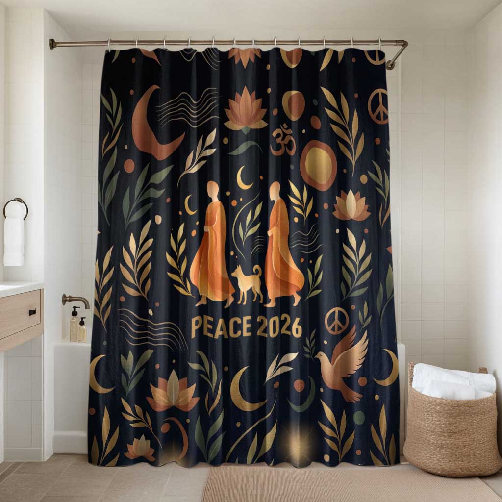 Peace 2026 Spiritual Harmony Bathroom Set Bohemian Celestial Mandala Illustration