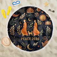 Peace 2026 Spiritual Harmony Beach Blanket Bohemian Celestial Mandala Illustration