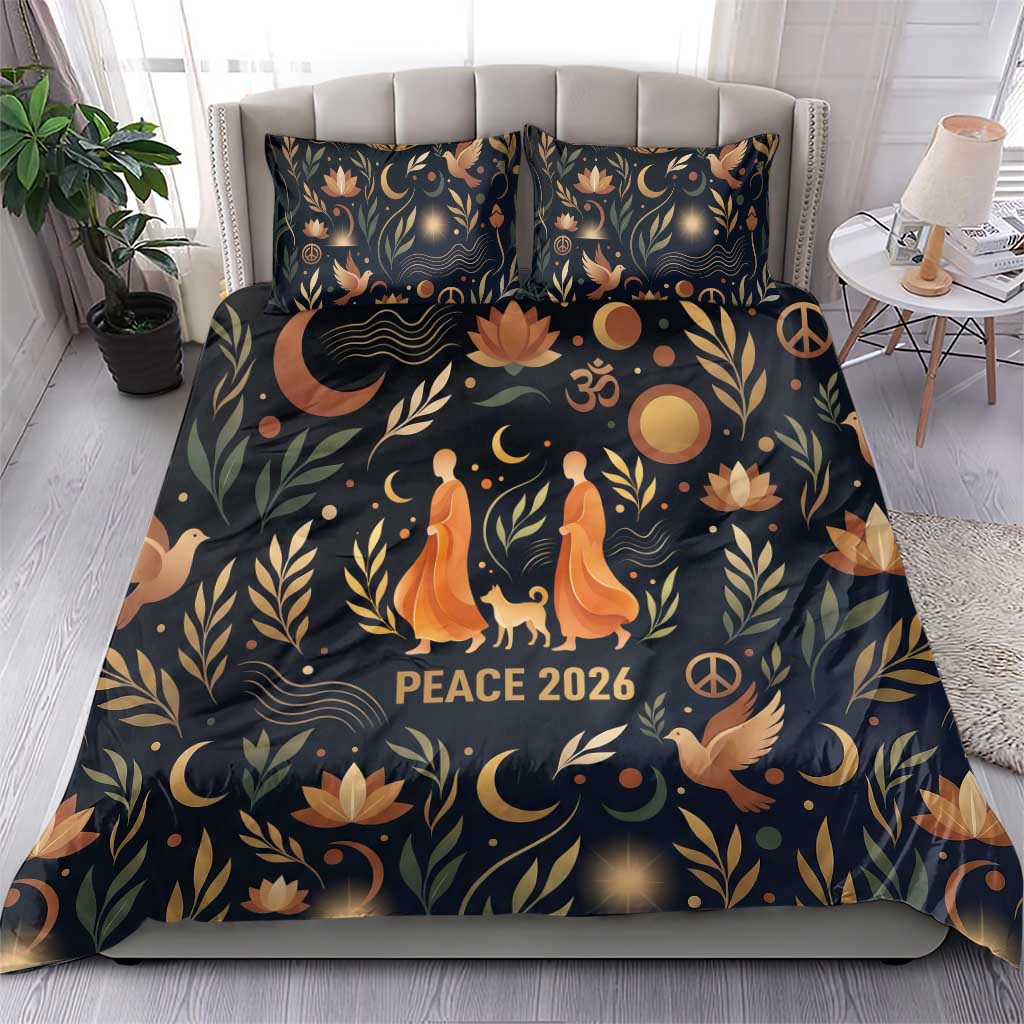 Peace 2026 Spiritual Harmony Bedding Set Bohemian Celestial Mandala Illustration