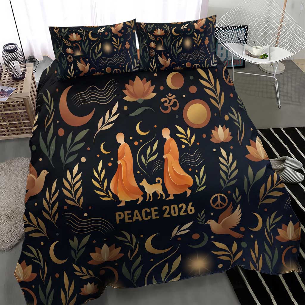 Peace 2026 Spiritual Harmony Bedding Set Bohemian Celestial Mandala Illustration