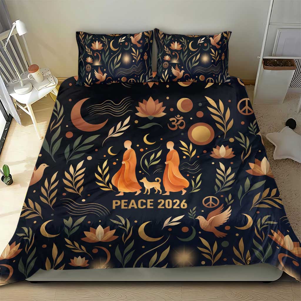 Peace 2026 Spiritual Harmony Bedding Set Bohemian Celestial Mandala Illustration
