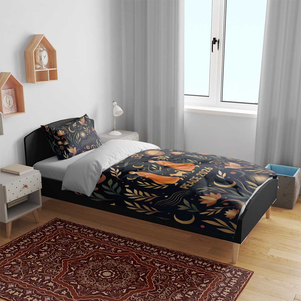 Peace 2026 Spiritual Harmony Bedding Set Bohemian Celestial Mandala Illustration