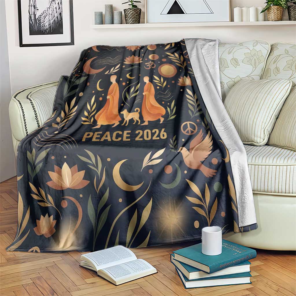 Peace 2026 Spiritual Harmony Blanket Bohemian Celestial Mandala Illustration