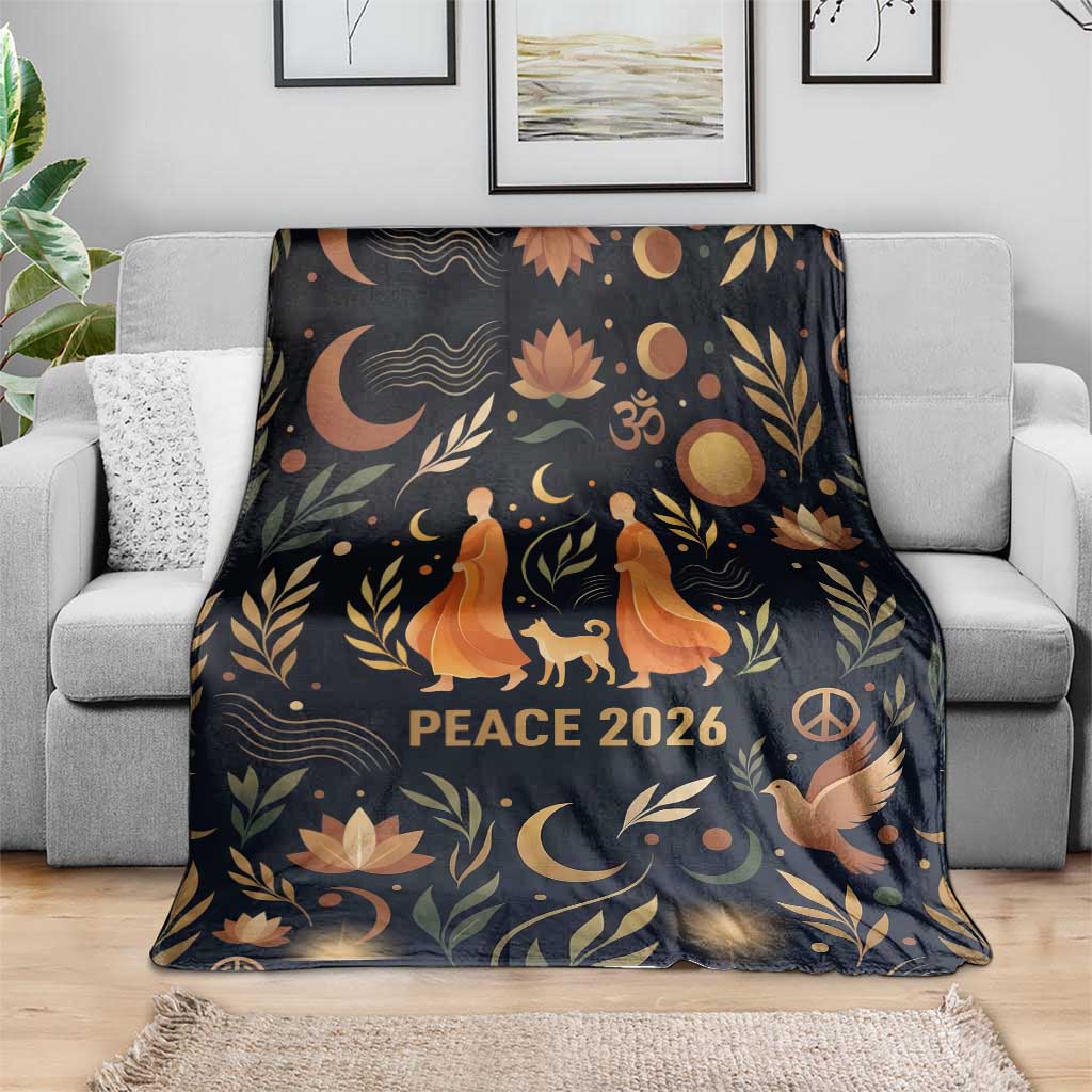 Peace 2026 Spiritual Harmony Blanket Bohemian Celestial Mandala Illustration
