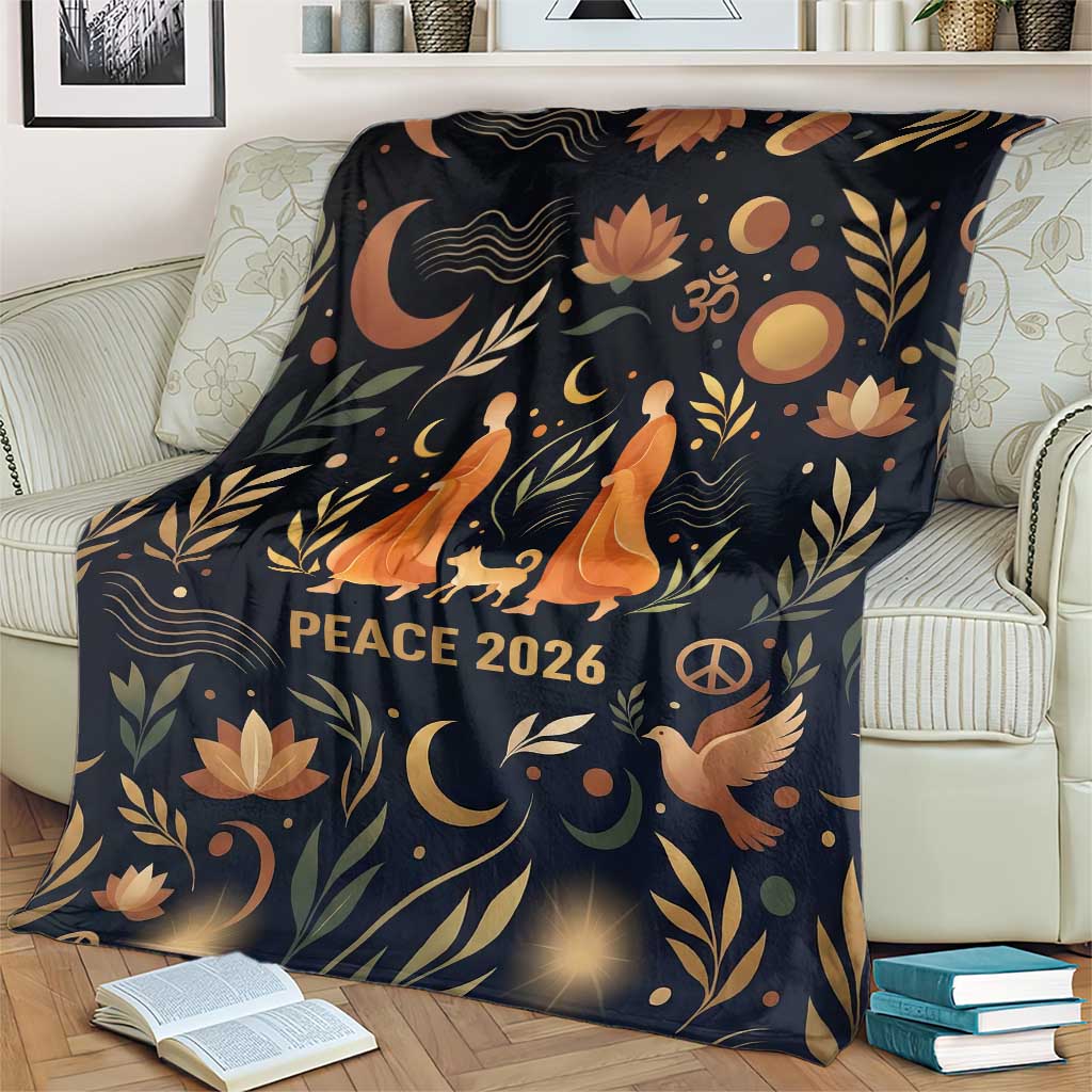 Peace 2026 Spiritual Harmony Blanket Bohemian Celestial Mandala Illustration