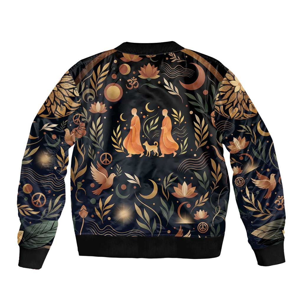 Peace 2026 Spiritual Harmony Bomber Jacket Bohemian Celestial Mandala Illustration