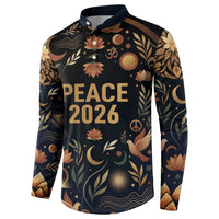 Peace 2026 Spiritual Harmony Button Sweatshirt Bohemian Celestial Mandala Illustration