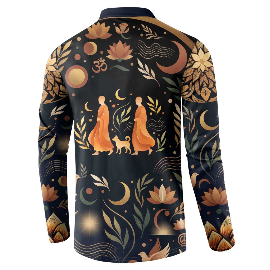 Peace 2026 Spiritual Harmony Button Sweatshirt Bohemian Celestial Mandala Illustration