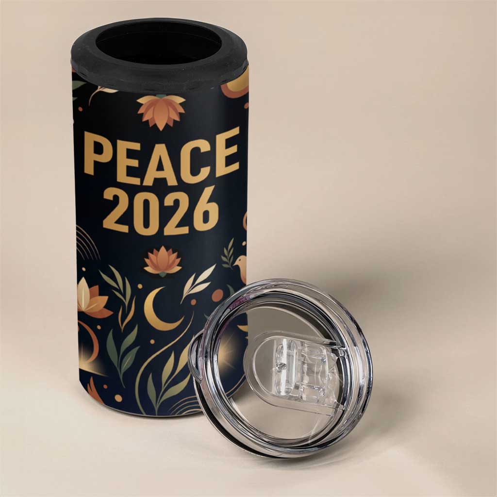 Peace 2026 Spiritual Harmony 4 in 1 Can Cooler Tumbler Bohemian Celestial Mandala Illustration