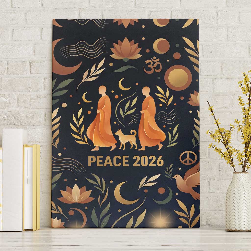 Peace 2026 Spiritual Harmony Canvas Wall Art Bohemian Celestial Mandala Illustration